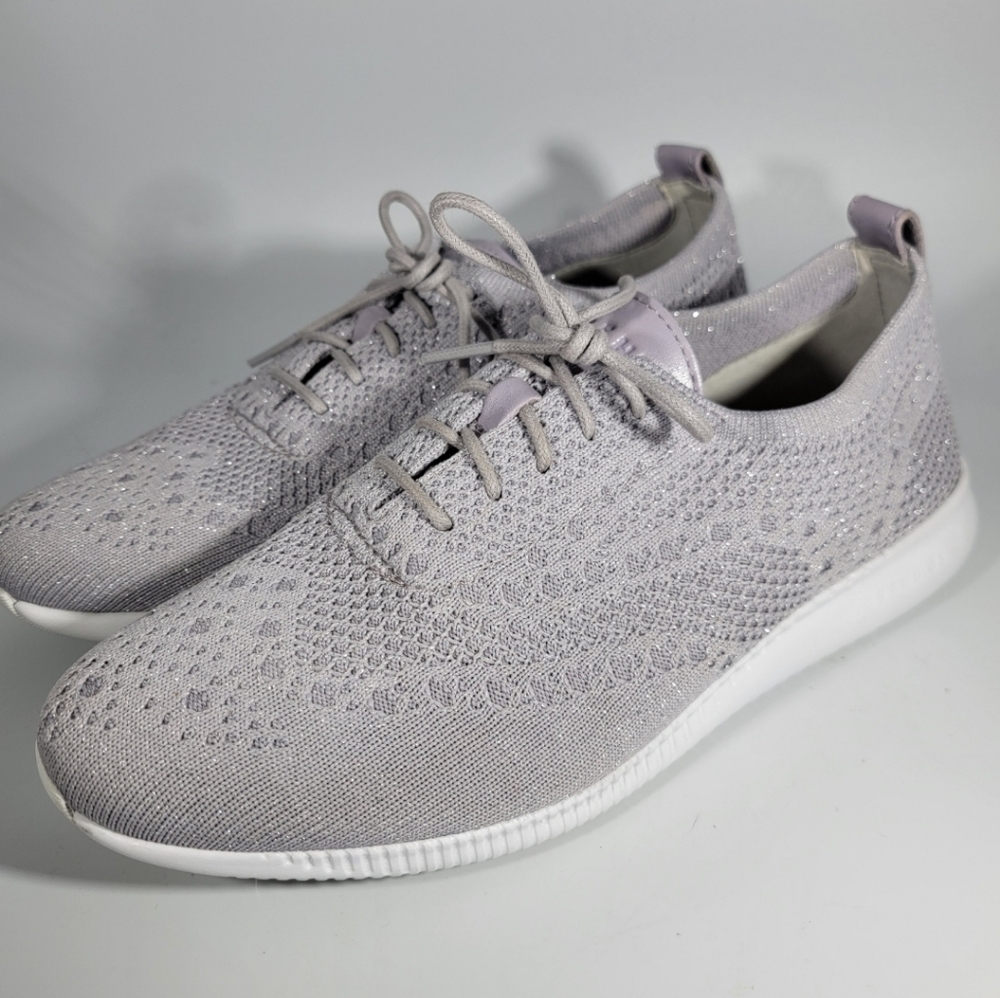 Cole Haan Zerogrand Stitchlite Women's 8 B Sneakers Silver Metallic Lightweight
